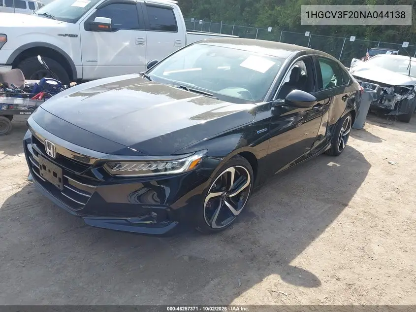 2022 HONDA ACCORD VIN 1HGCV3F20NA044138 — фото 2