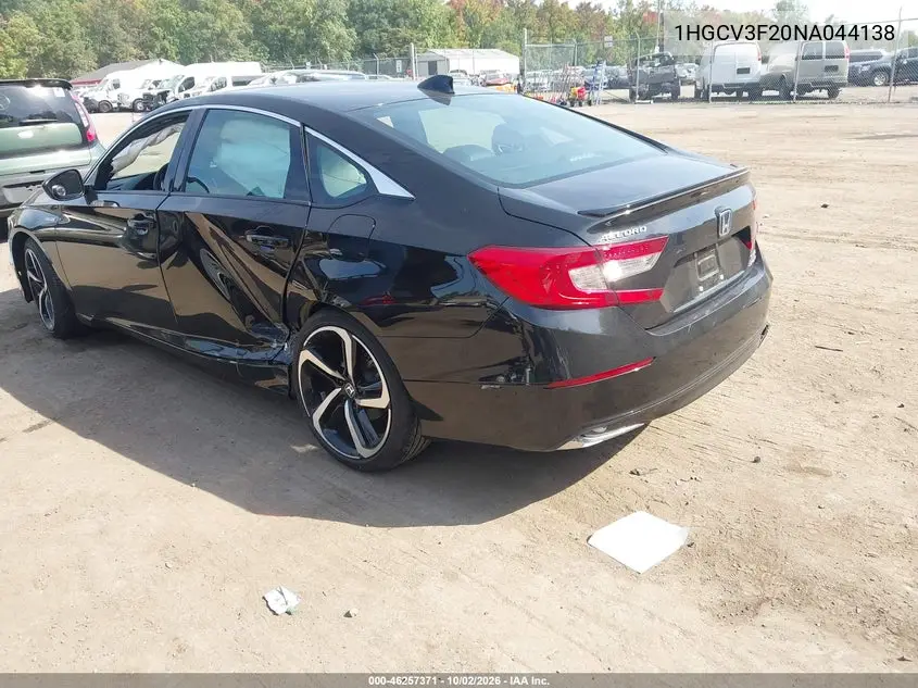 2022 HONDA ACCORD VIN 1HGCV3F20NA044138 — фото 3