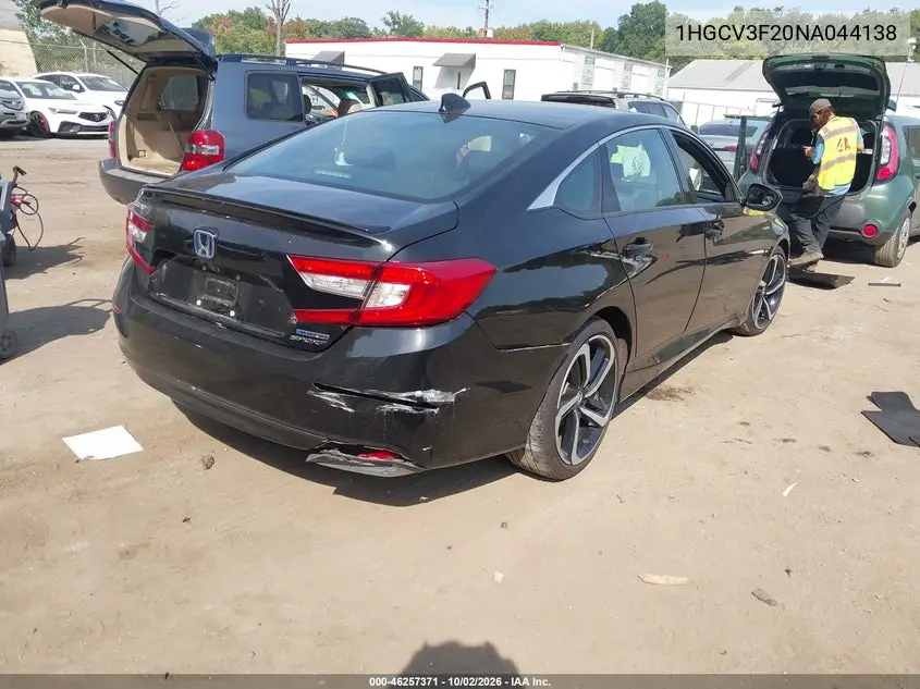 2022 HONDA ACCORD VIN 1HGCV3F20NA044138 — фото 4