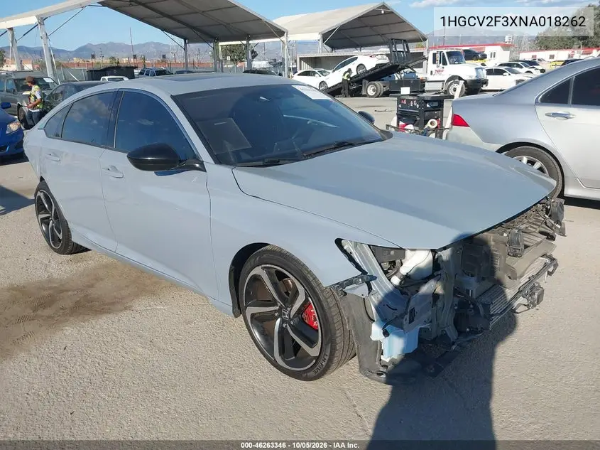 HONDA ACCORD 2022, VIN 1HGCV2F3XNA018262