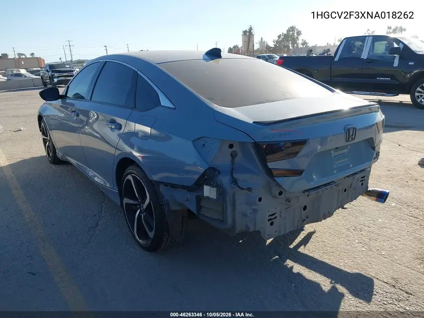 2022 HONDA ACCORD VIN 1HGCV2F3XNA018262 — фото 3