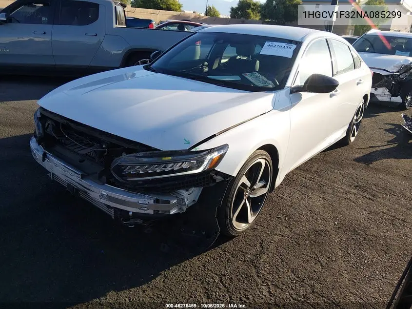 2022 HONDA ACCORD VIN 1HGCV1F32NA085299 — фото 2