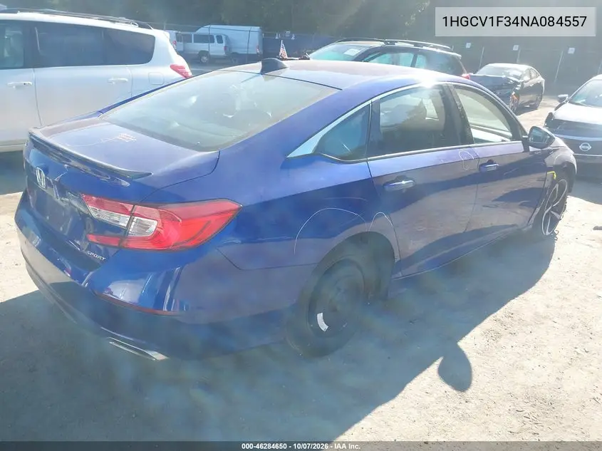 2022 HONDA ACCORD VIN 1HGCV1F34NA084557 — фото 4