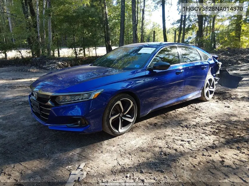2022 HONDA ACCORD VIN 1HGCV3F28NA014370 — фото 2