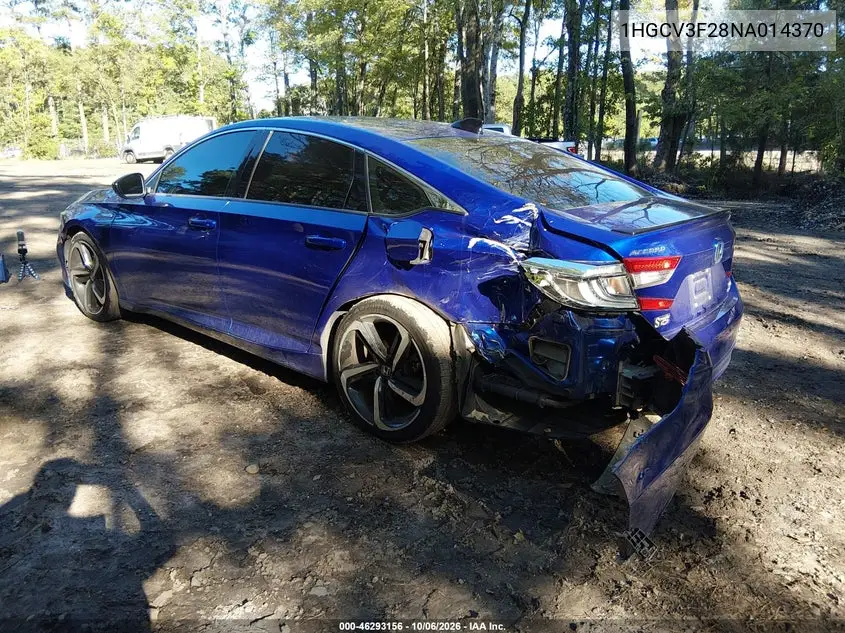2022 HONDA ACCORD VIN 1HGCV3F28NA014370 — фото 3