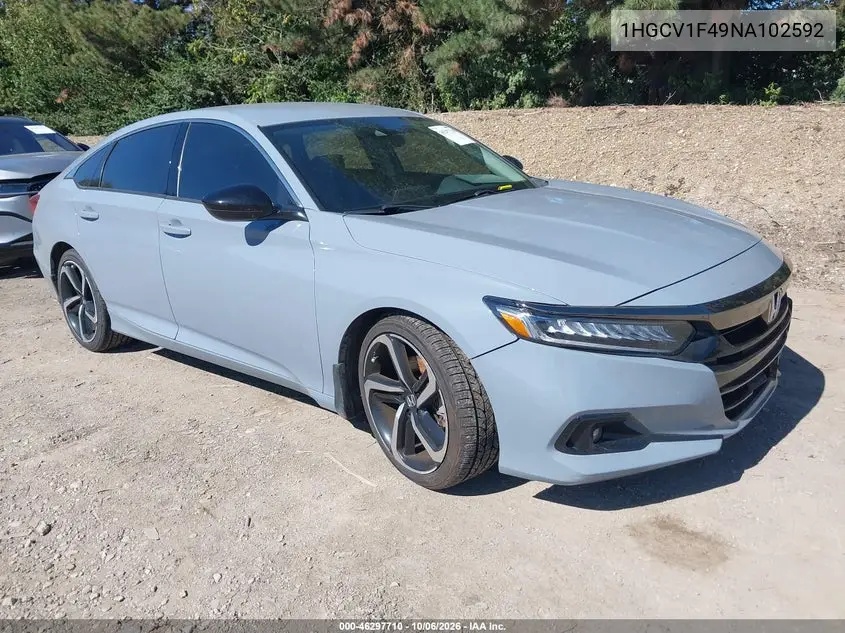 HONDA ACCORD 2022, VIN 1HGCV1F49NA102592