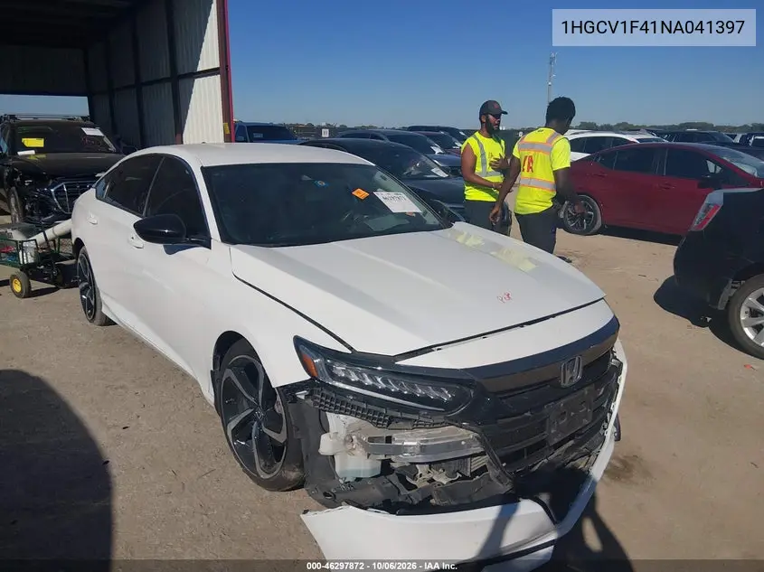 HONDA ACCORD 2022, VIN 1HGCV1F41NA041397