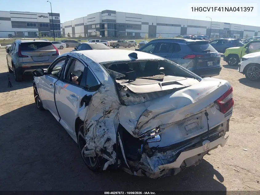 2022 HONDA ACCORD VIN 1HGCV1F41NA041397 — фото 3