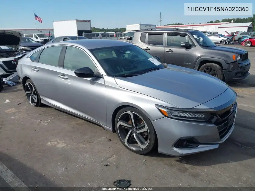 HONDA ACCORD 2022, VIN 1HGCV1F45NA020360