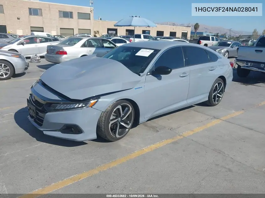 2022 HONDA ACCORD VIN 1HGCV3F24NA028041 — фото 2