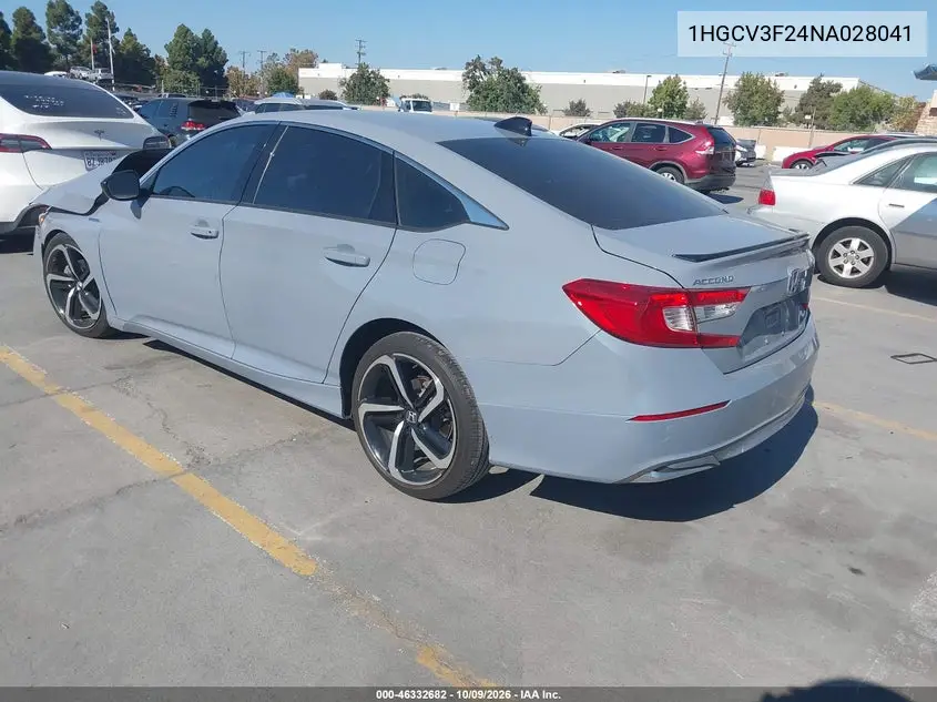 2022 HONDA ACCORD VIN 1HGCV3F24NA028041 — фото 3