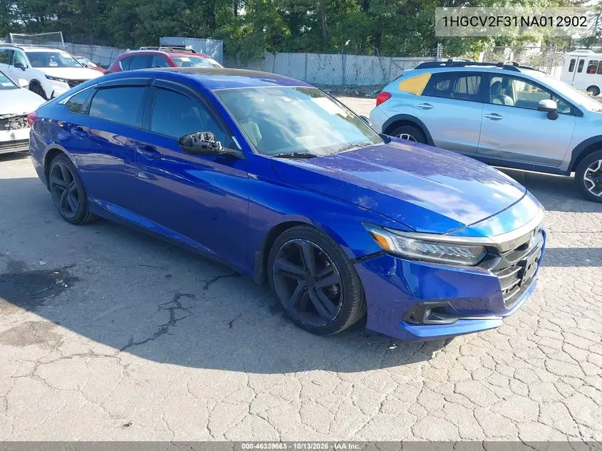 HONDA ACCORD 2022, VIN 1HGCV2F31NA012902