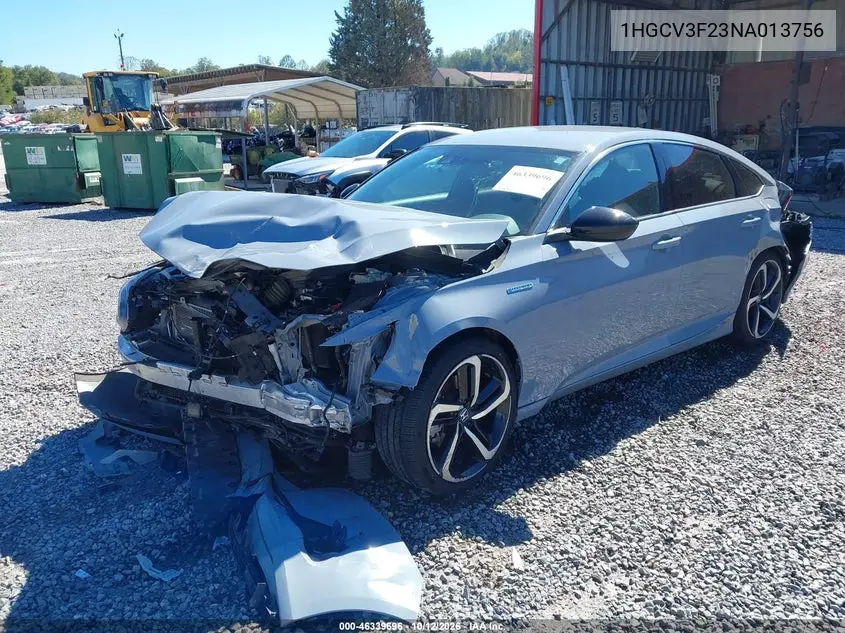 2022 HONDA ACCORD VIN 1HGCV3F23NA013756 — фото 2