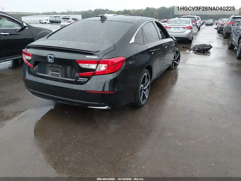 2022 HONDA ACCORD VIN 1HGCV3F28NA040225 — фото 4