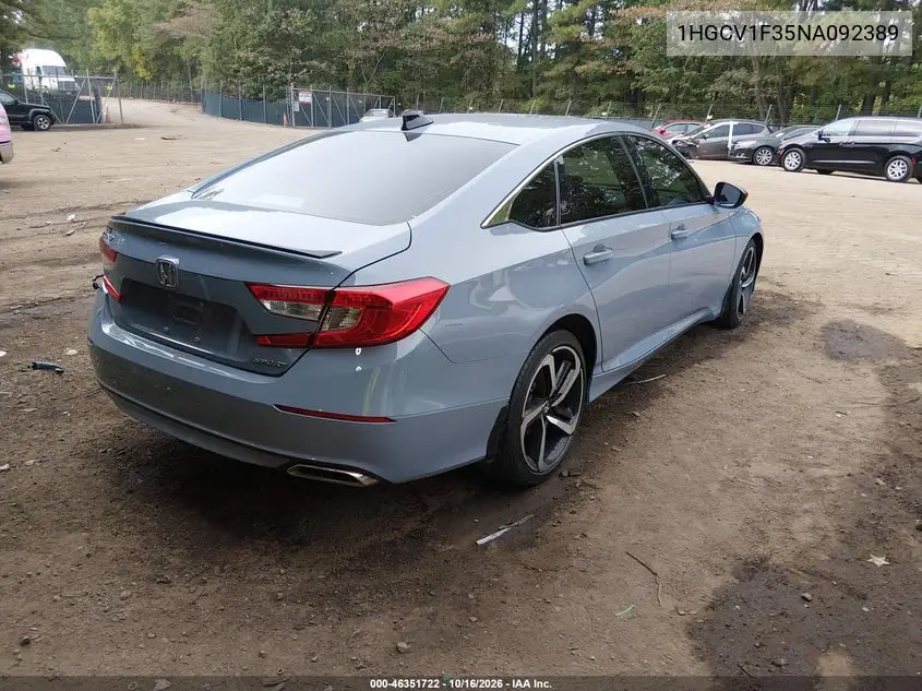 2022 HONDA ACCORD VIN 1HGCV1F35NA092389 — фото 4