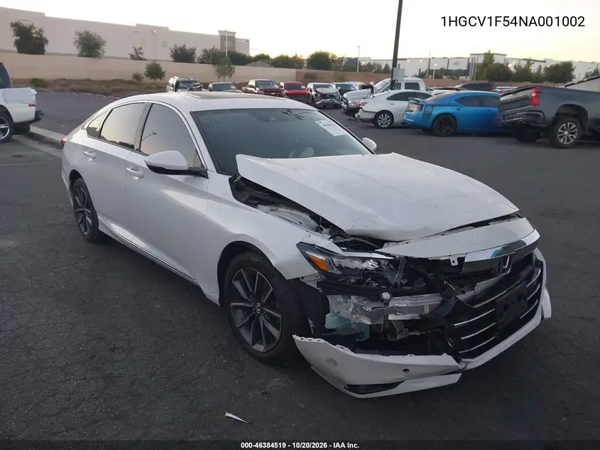 HONDA ACCORD 2022, VIN 1HGCV1F54NA001002
