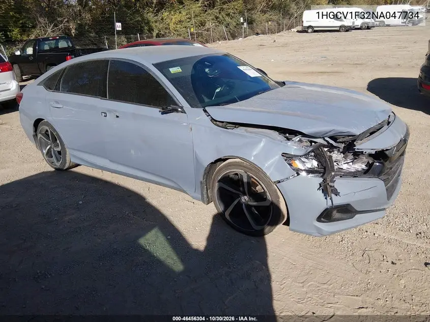 HONDA ACCORD 2022, VIN 1HGCV1F32NA047734