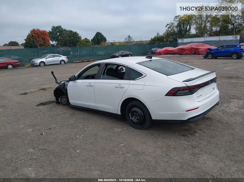 2023 HONDA ACCORD VIN 1HGCY2F53PA039000 — фото 3