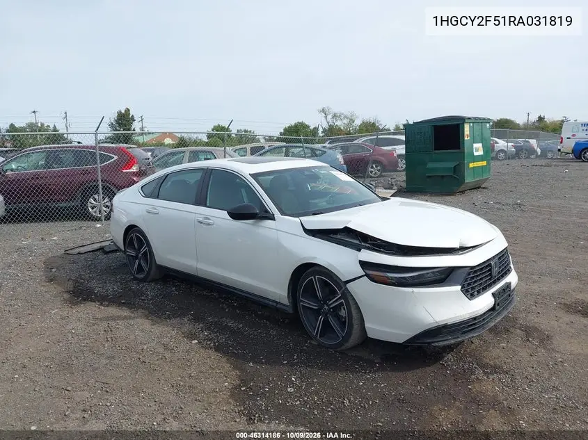 HONDA ACCORD 2024, VIN 1HGCY2F51RA031819