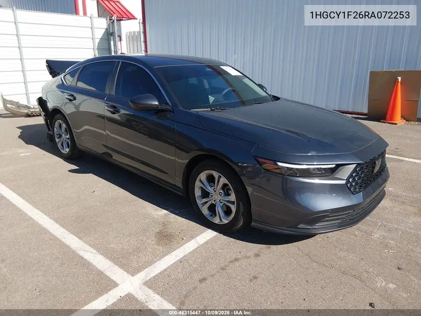 HONDA ACCORD 2024, VIN 1HGCY1F26RA072253