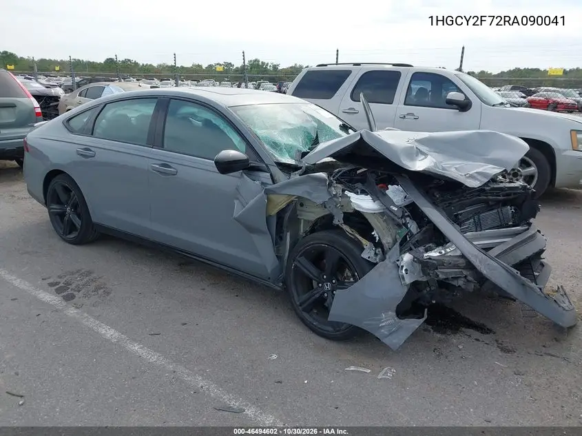 HONDA ACCORD 2024, VIN 1HGCY2F72RA090041