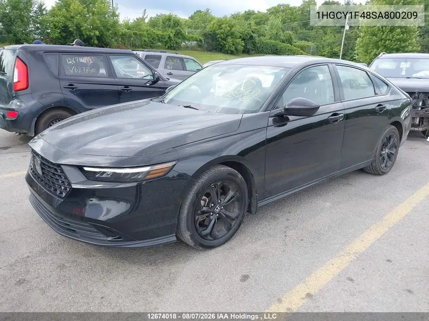 2025 HONDA ACCORD VIN 1HGCY1F48SA800209 — фото 2