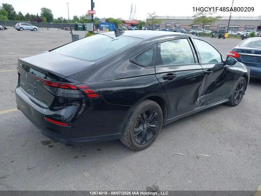 2025 HONDA ACCORD VIN 1HGCY1F48SA800209 — фото 4