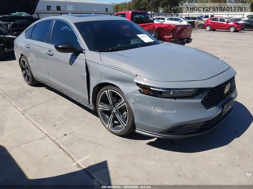 HONDA ACCORD 2025, VIN 1HGCY2F51SA017781