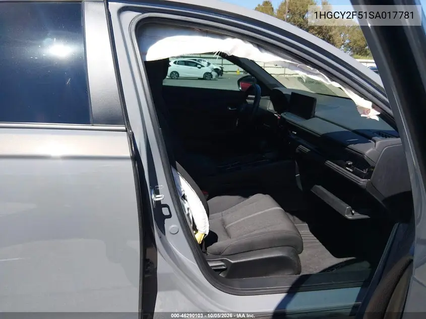 2025 HONDA ACCORD VIN 1HGCY2F51SA017781 — фото 5