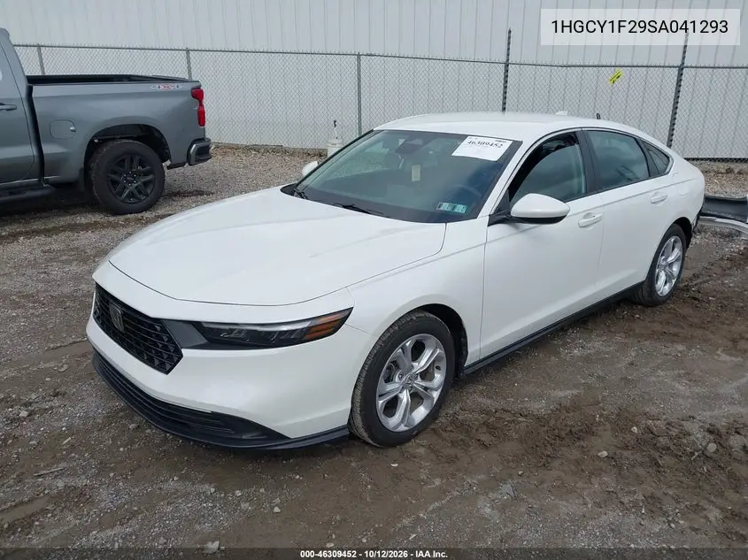2025 HONDA ACCORD VIN 1HGCY1F29SA041293 — фото 2