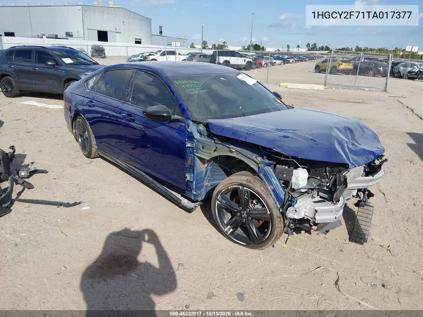 HONDA ACCORD 2026, VIN 1HGCY2F71TA017377