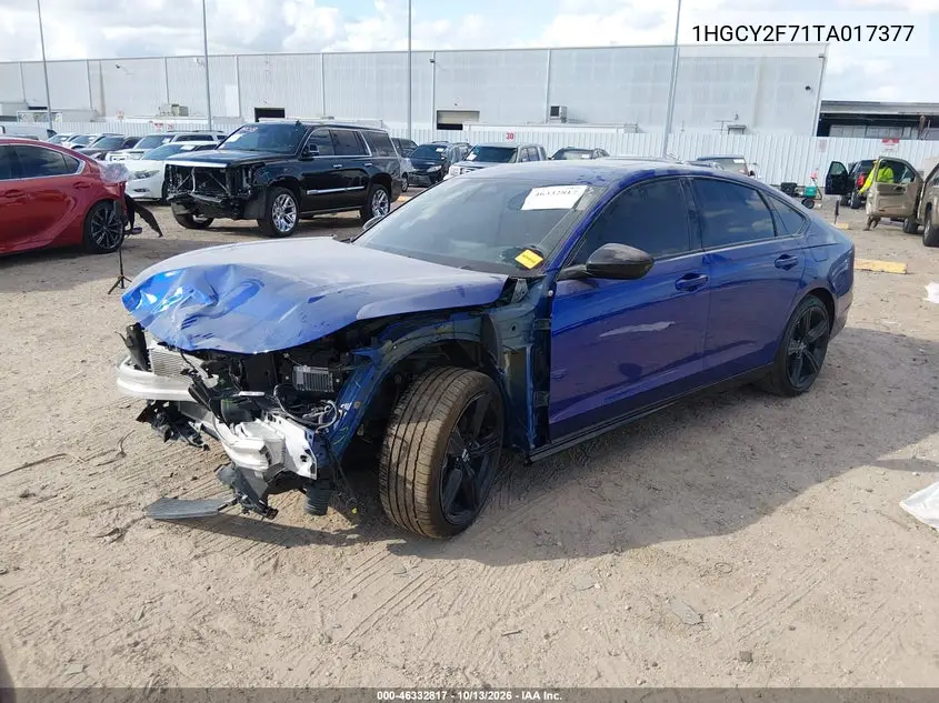 2026 HONDA ACCORD VIN 1HGCY2F71TA017377 — фото 2