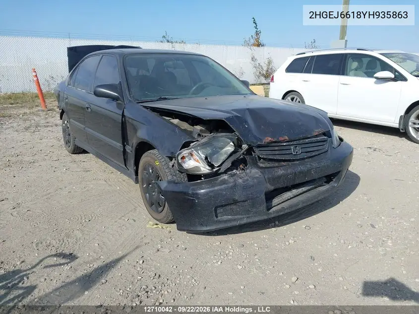 HONDA CIVIC 2000, VIN 2HGEJ6618YH935863