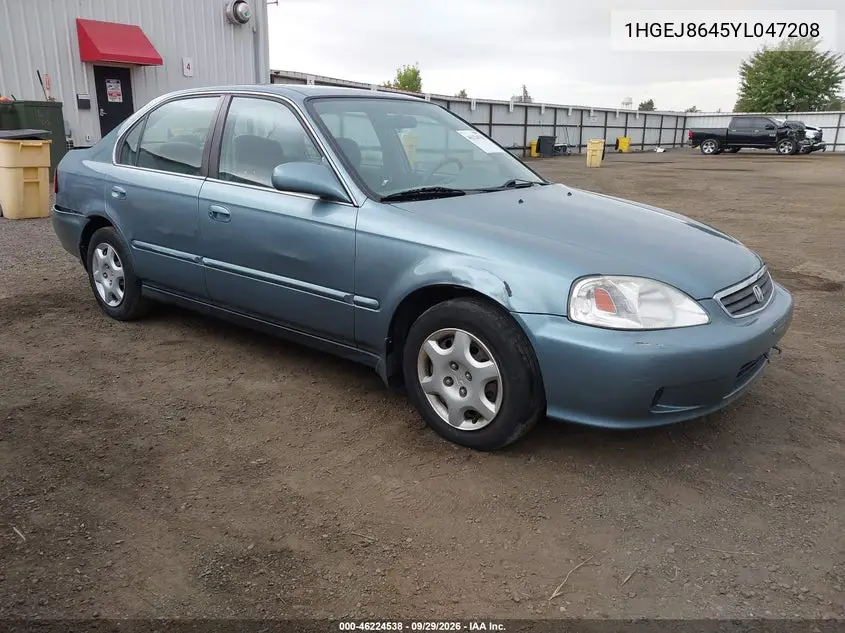 HONDA CIVIC 2000, VIN 1HGEJ8645YL047208