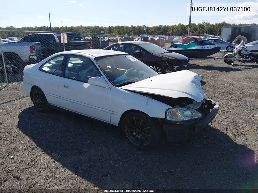 HONDA CIVIC 2000, VIN 1HGEJ8142YL037100