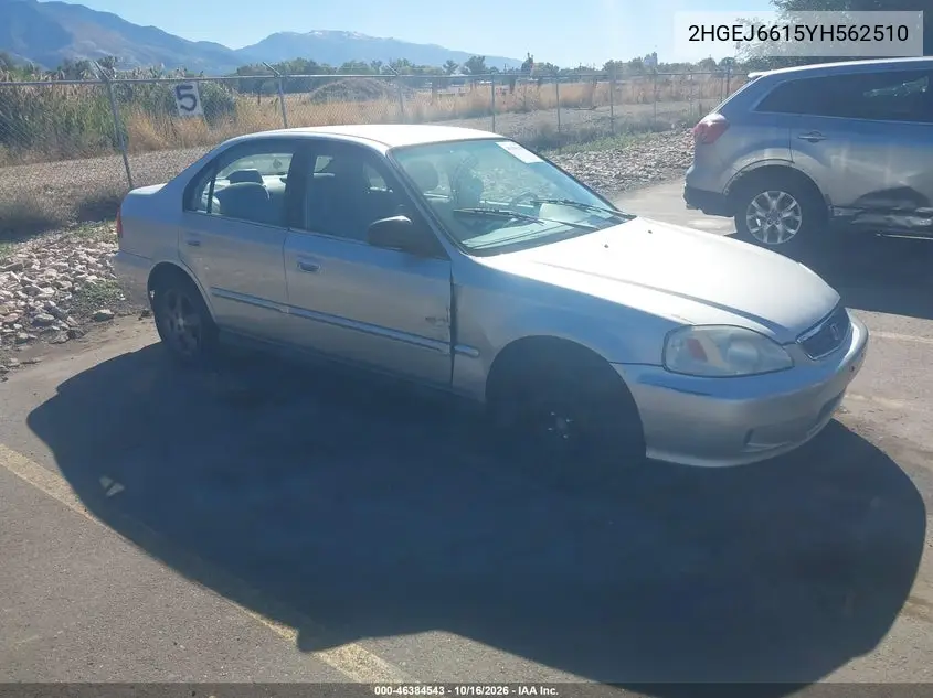 HONDA CIVIC 2000, VIN 2HGEJ6615YH562510