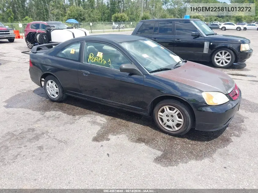 HONDA CIVIC 2001, VIN 1HGEM22581L013272