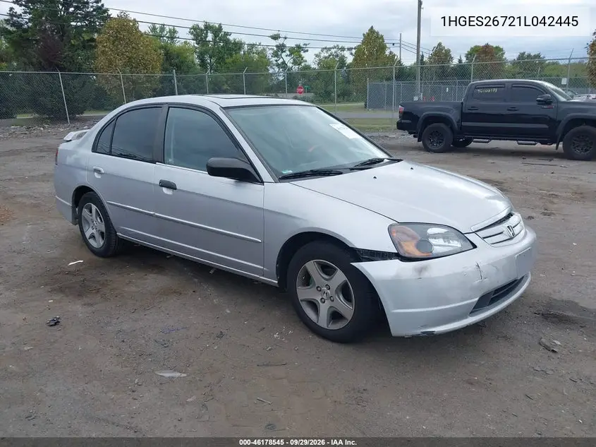 HONDA CIVIC 2001, VIN 1HGES26721L042445