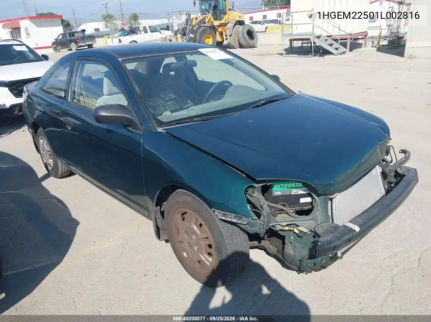 HONDA CIVIC 2001, VIN 1HGEM22501L002816