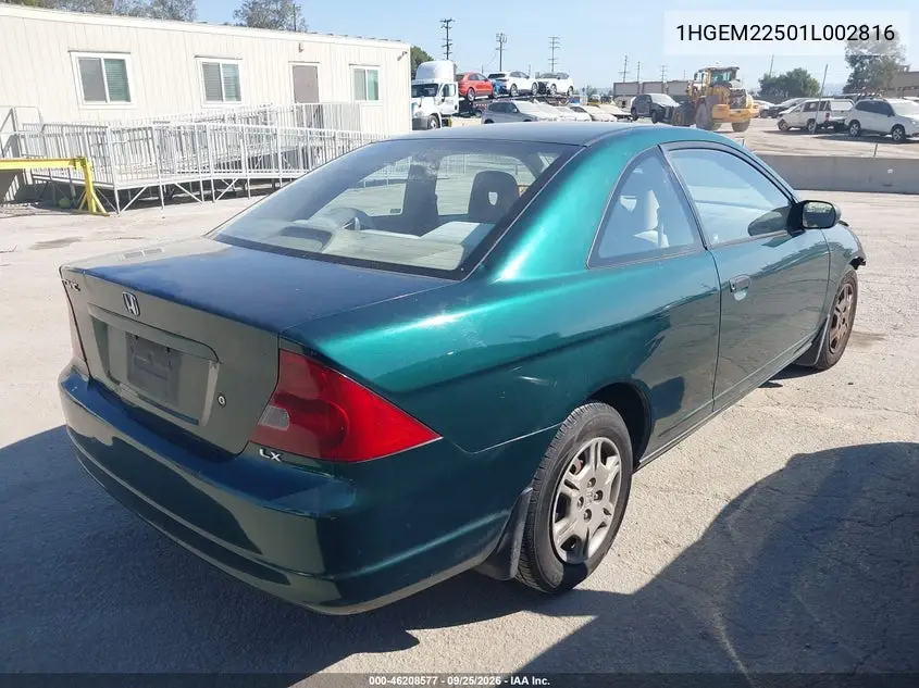 2001 HONDA CIVIC VIN 1HGEM22501L002816 — фото 4