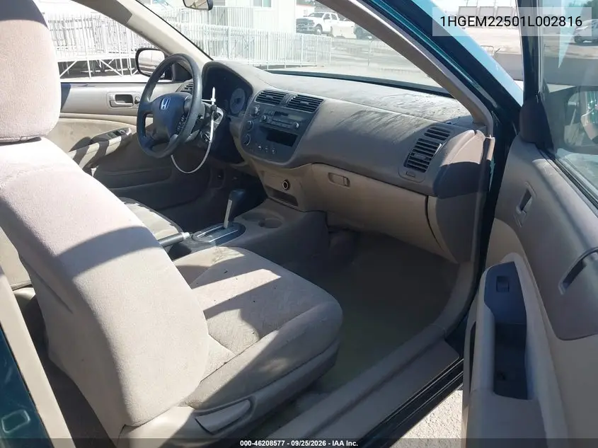 2001 HONDA CIVIC VIN 1HGEM22501L002816 — фото 5