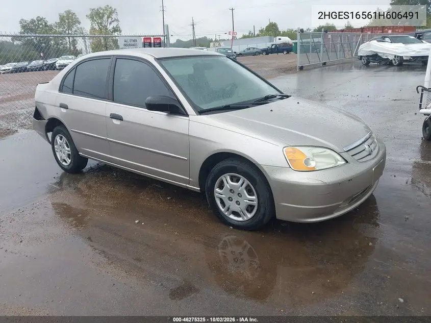 HONDA CIVIC 2001, VIN 2HGES16561H606491