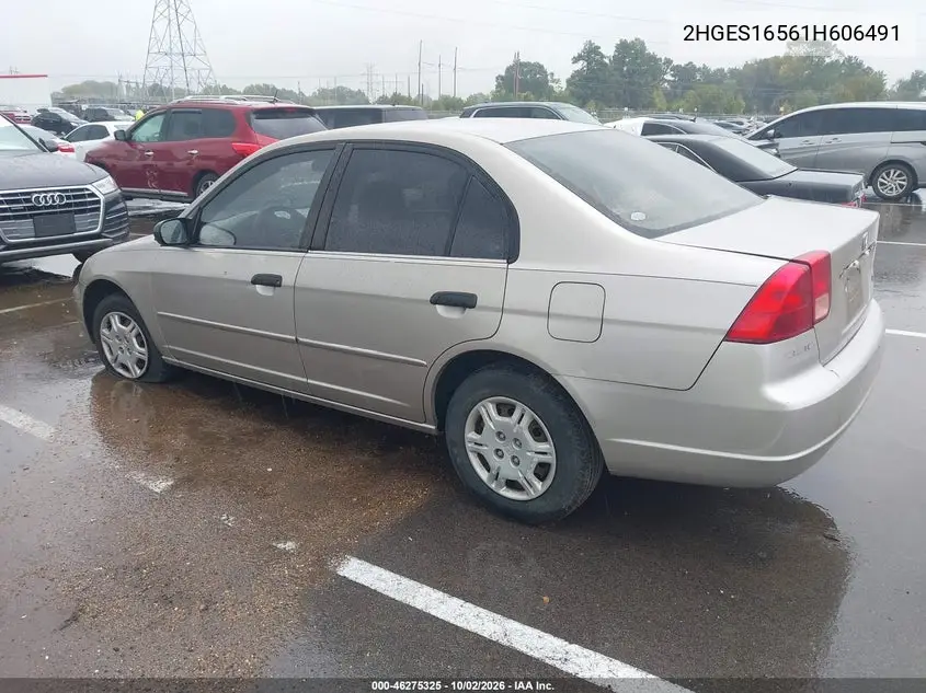 2001 HONDA CIVIC VIN 2HGES16561H606491 — фото 3