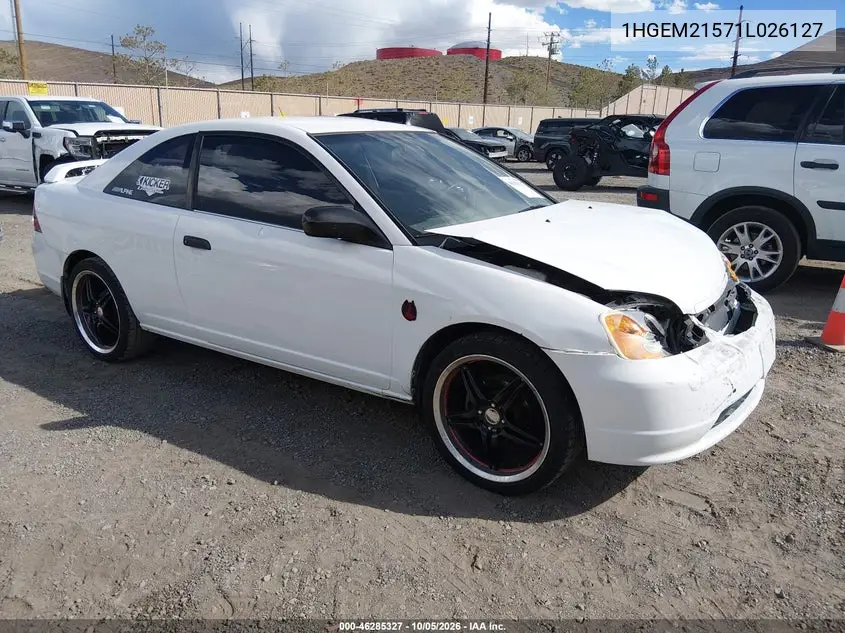 HONDA CIVIC 2001, VIN 1HGEM21571L026127