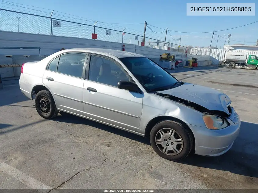 HONDA CIVIC 2001, VIN 2HGES16521H508865