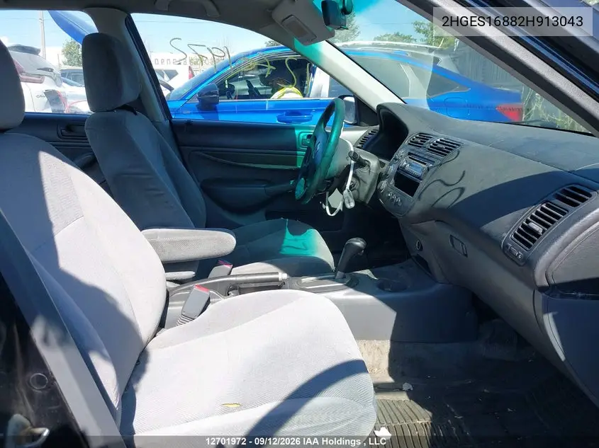 2002 HONDA CIVIC VIN 2HGES16882H913043 — фото 5