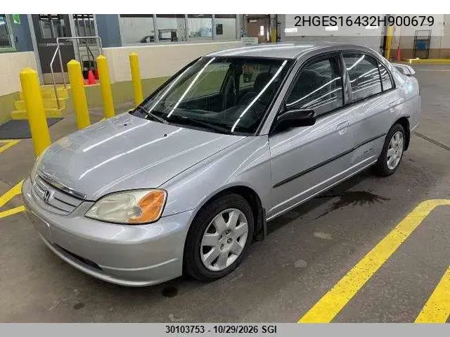 HONDA CIVIC 2002, VIN 2HGES16432H900679