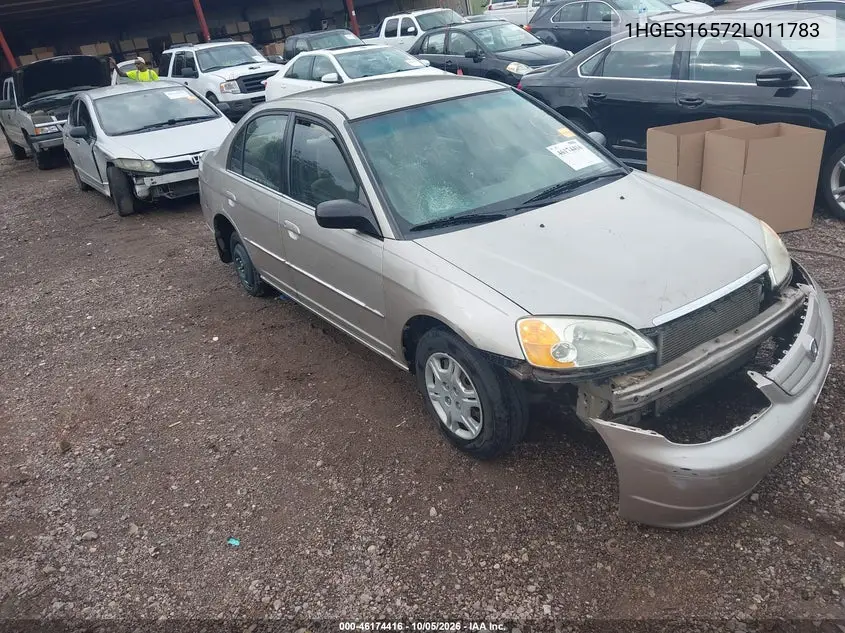 HONDA CIVIC 2002, VIN 1HGES16572L011783