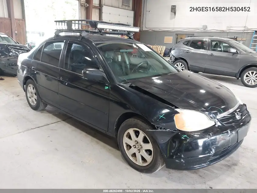 HONDA CIVIC 2002, VIN 2HGES16582H530452