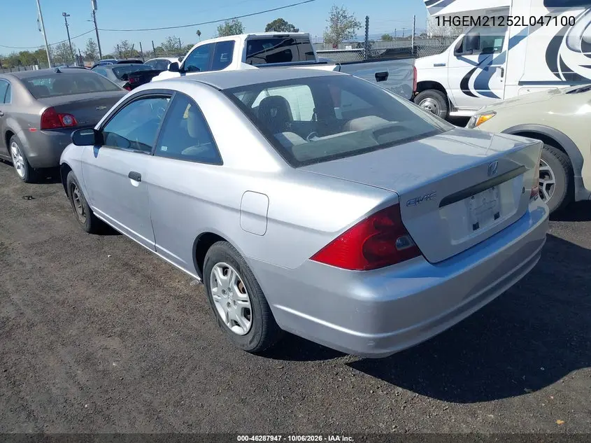 2002 HONDA CIVIC VIN 1HGEM21252L047100 — фото 3